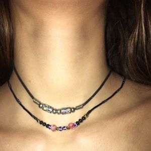 set of two vintage beaded chokers